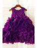 Purple Organza Ruffled Unique Flower Girl Dress